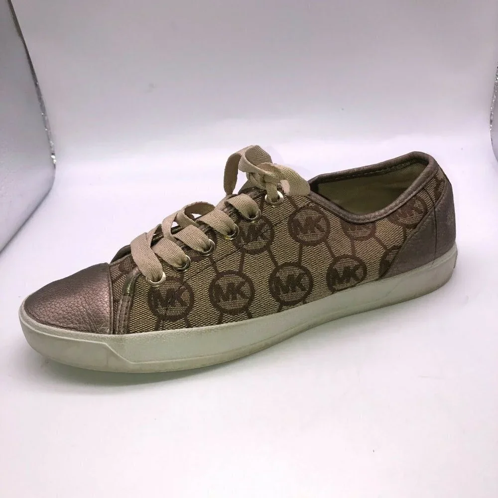 Michael Kors Womens Sz 6 M Lace Up Logo Signature Fashion Shoes Low Top Sneakers